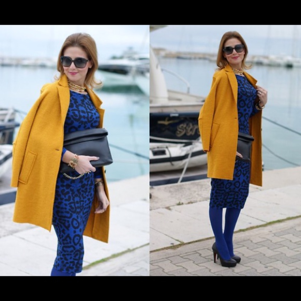 Mustard wool coat. Sz M. Fall winter jacket