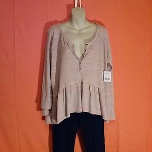 Free People Lavender Long Sleeve Waffle Knit