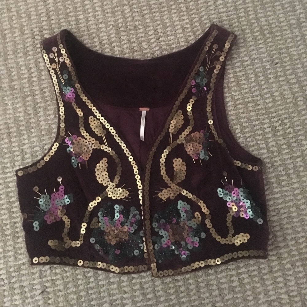 Sequin and hand beaded vest free people
