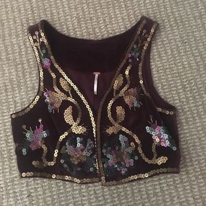 Sequin and hand beaded vest free people