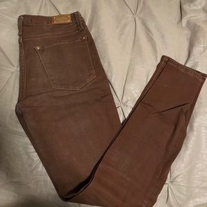 Zara Women wax coated brown denim