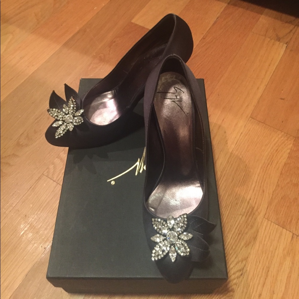 Giuseppe Zanotti Black Silk Stilettos