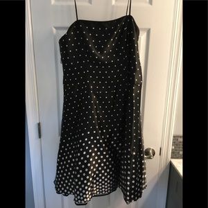 Polka dot A-line dress with petty coat for flare.