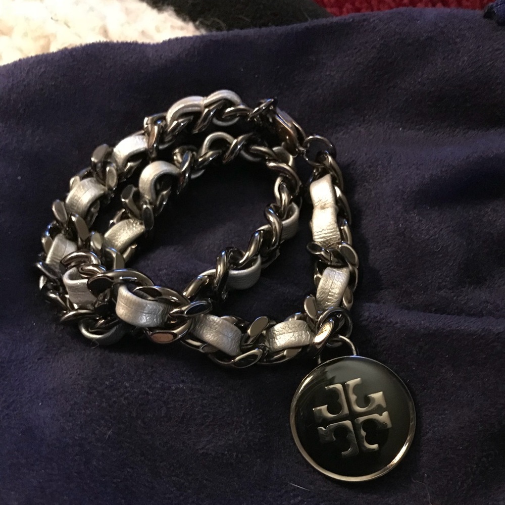 Authentic Tory Burch chain wrap logo bracelet