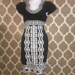 Black and white embroidered dress