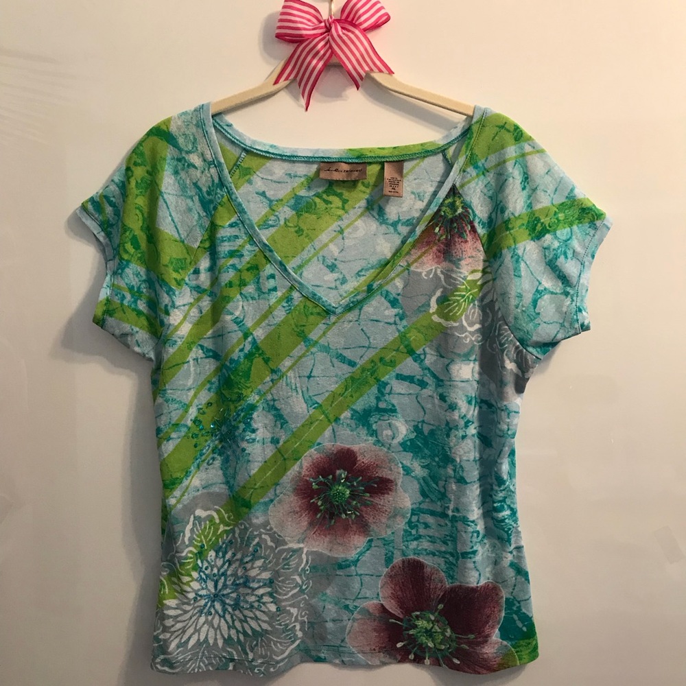 Slightly sheer multi color top