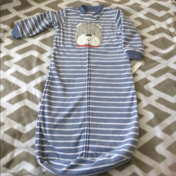 CARTERS Baby Girls 0-9 Month Fleece Pajama Zip Front Sleepbag NWT Pajama