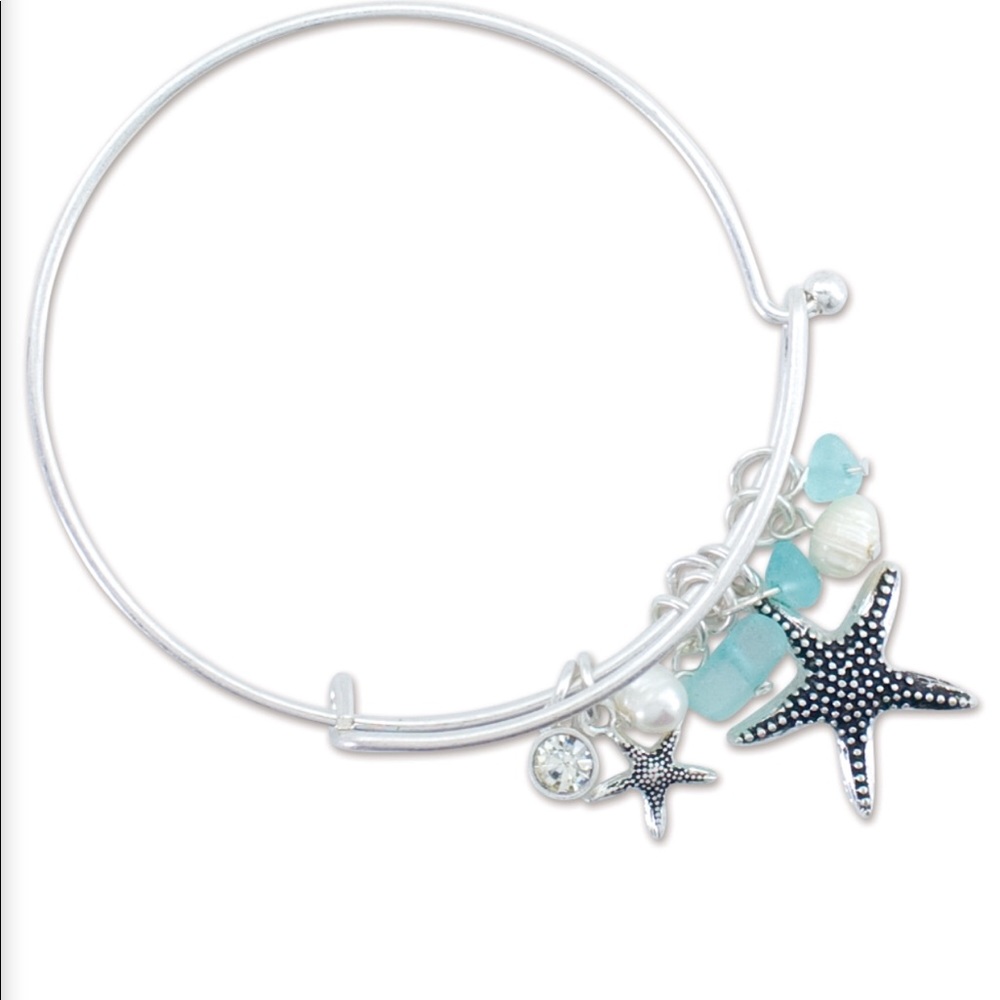 🐳sea glass bead starfish charm bracelet 🐳