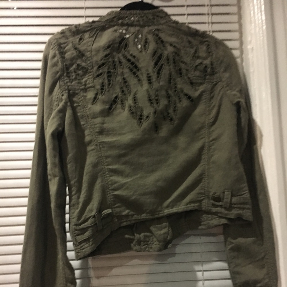 Free People Olive Green Jacket (Size 6)