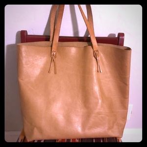 Dusty rose leather tote