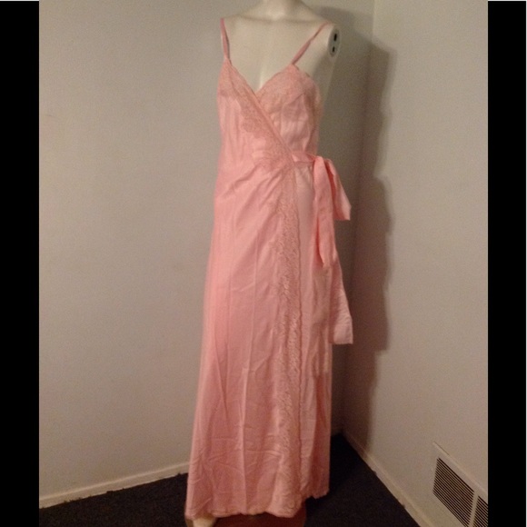 Vintage Other - Vintage Fernando Sanchez Pink Lace Long Nightgown