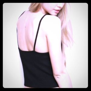 Brandy Melville ribbed cropped black tank
