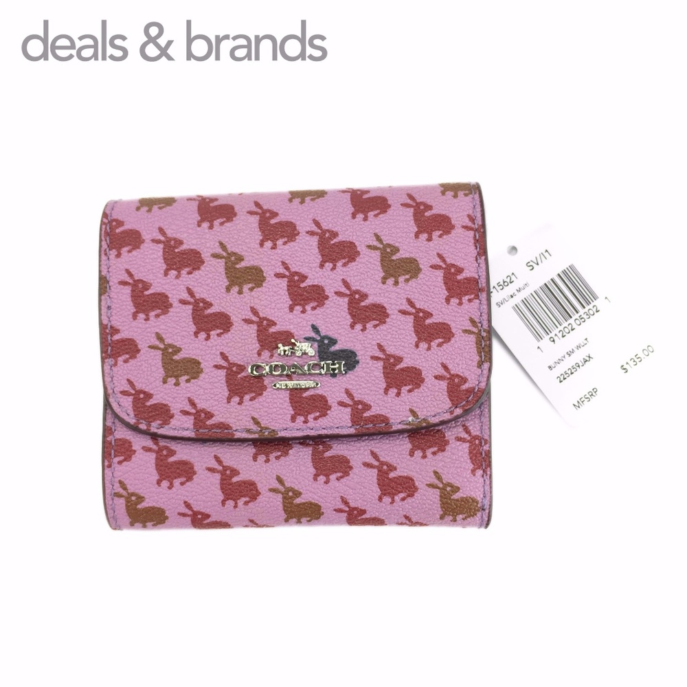 NWT COACH Wallet With Bunny Print Coated Canvas