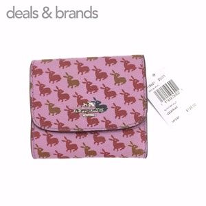 NWT COACH Wallet With Bunny Print Coated Canvas