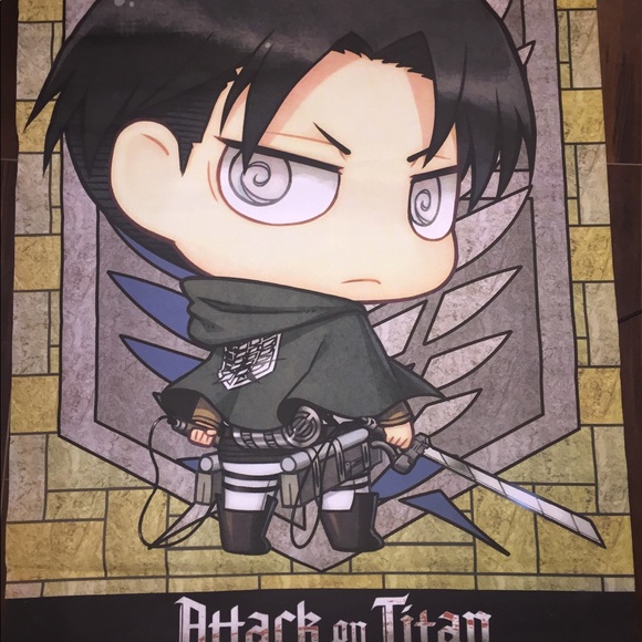 CHIBI LEVI ATTACK ON TITAN ANIME WALL SCROLL - Picture 1 of 1