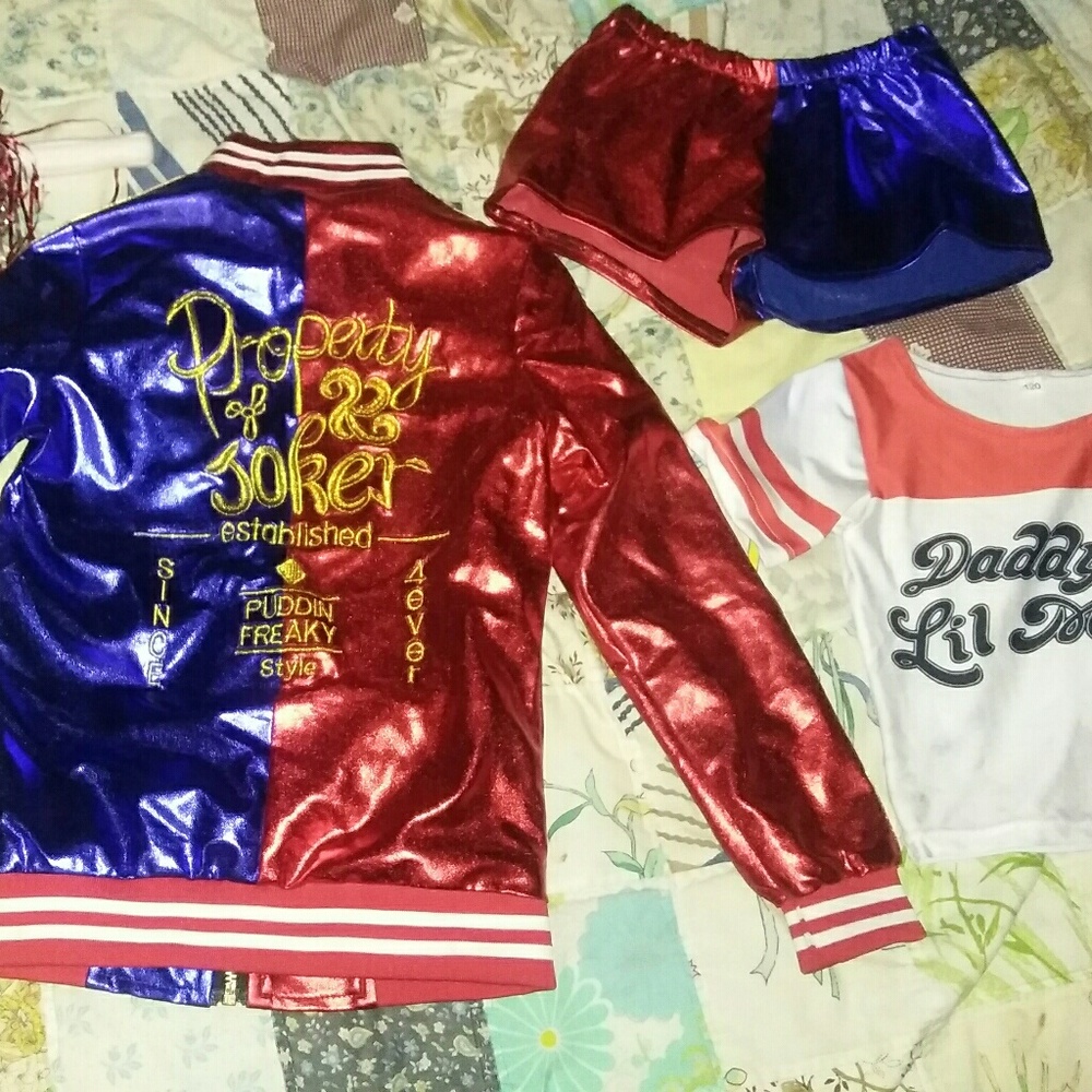 Kids Harley Quinn Costume Outfit w Jacket 5/6T