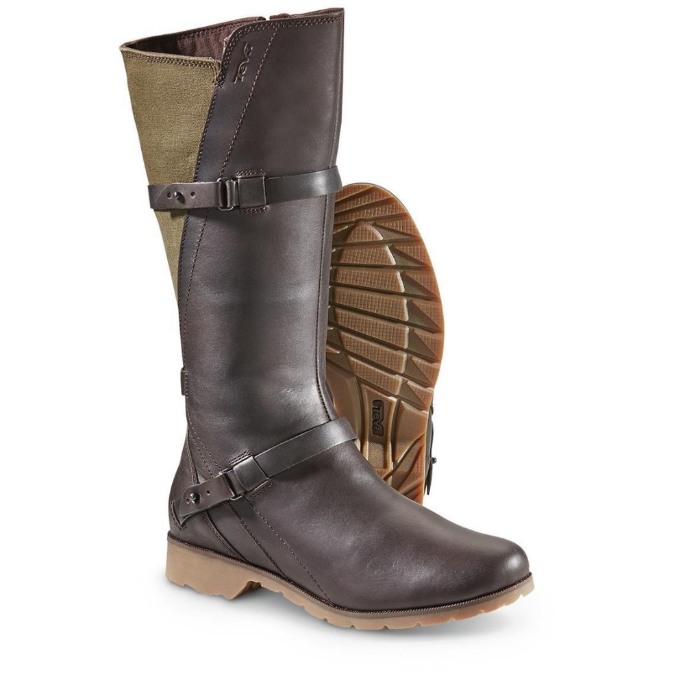 Teva De La Vina Leather Boots- Brown/Green- Size 7