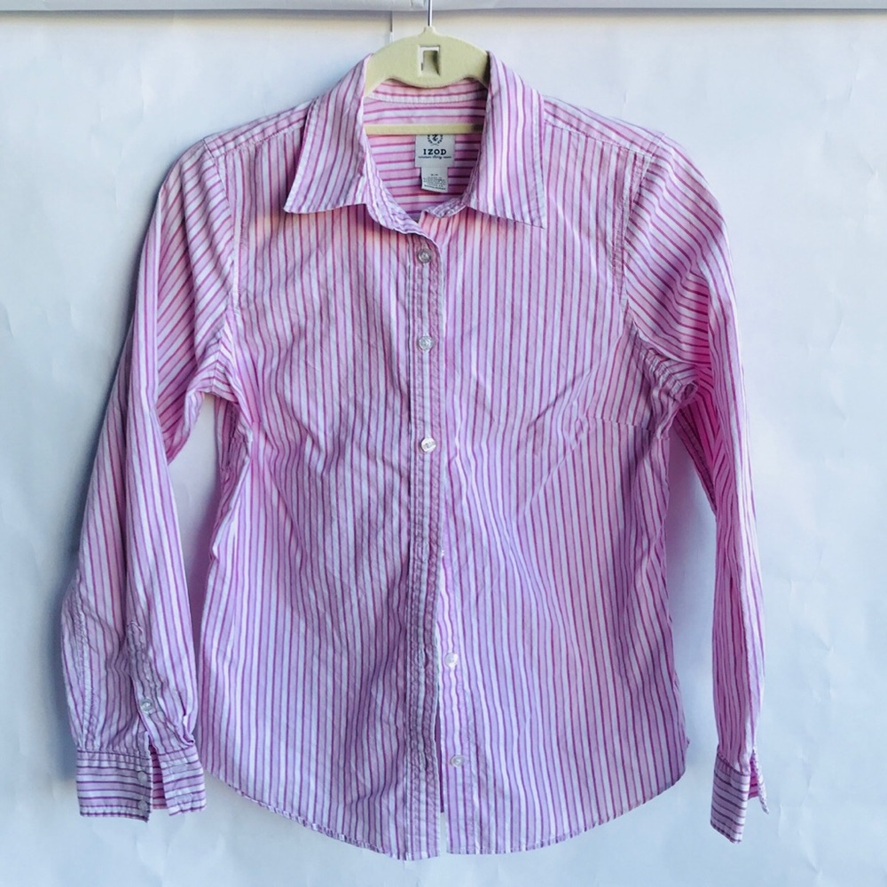 Izod long sleeve striped blouse size small