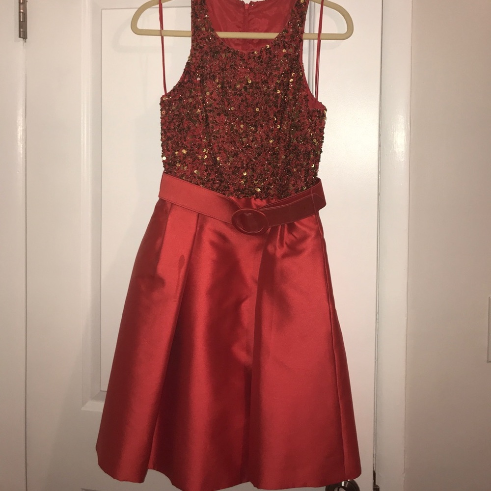 Theia High neck sequined empire waist cocktail