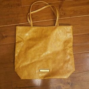 Brown leather tote bag