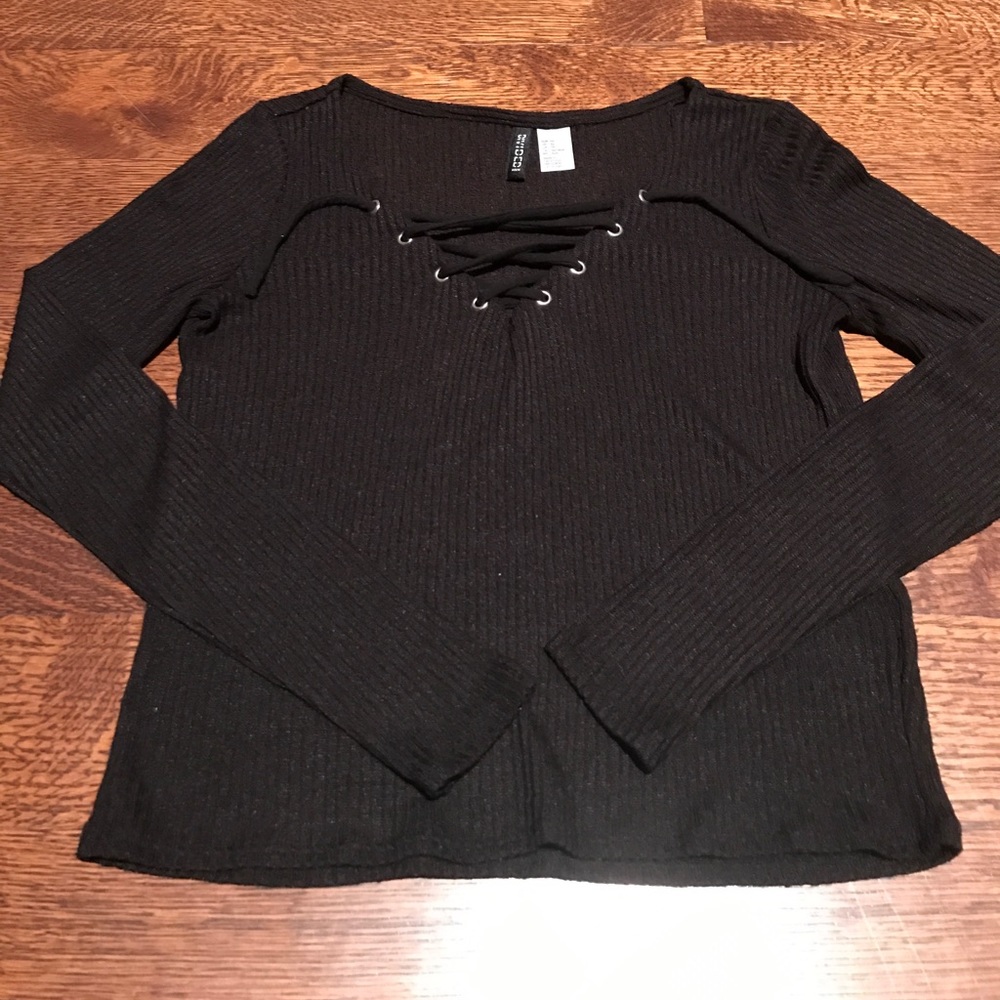 H&M Lace-Front Long-Sleeve Sweater