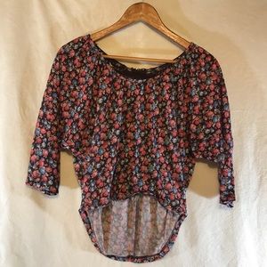 Charlotte Russe Red Purple Lace 3/4 Sleeve Blouse