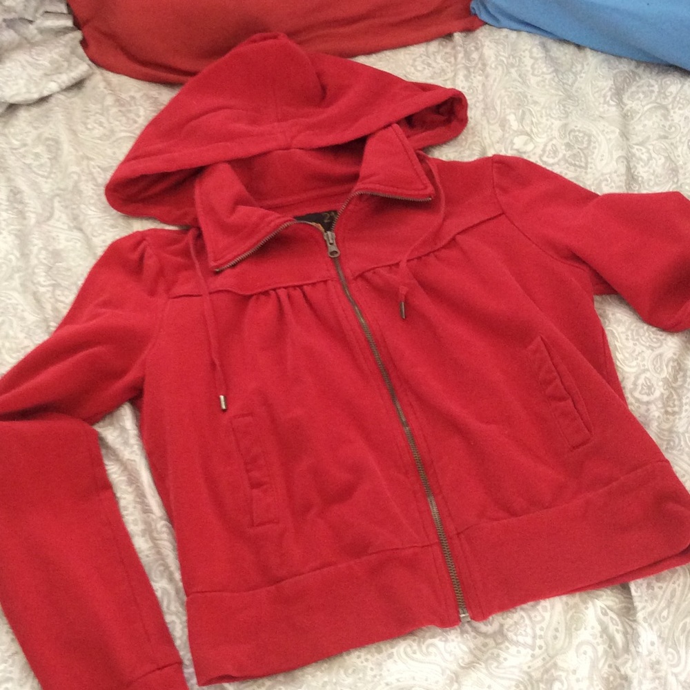Red zip up hoodie