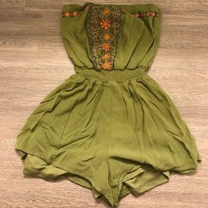 green with flowers romper