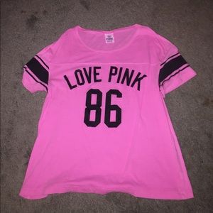 Pink varsity style short sleeve