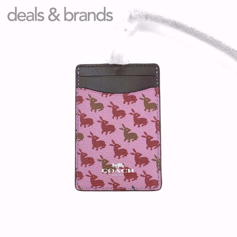 NWT COACH Id Lanyard Badge Holder With Bunny Print