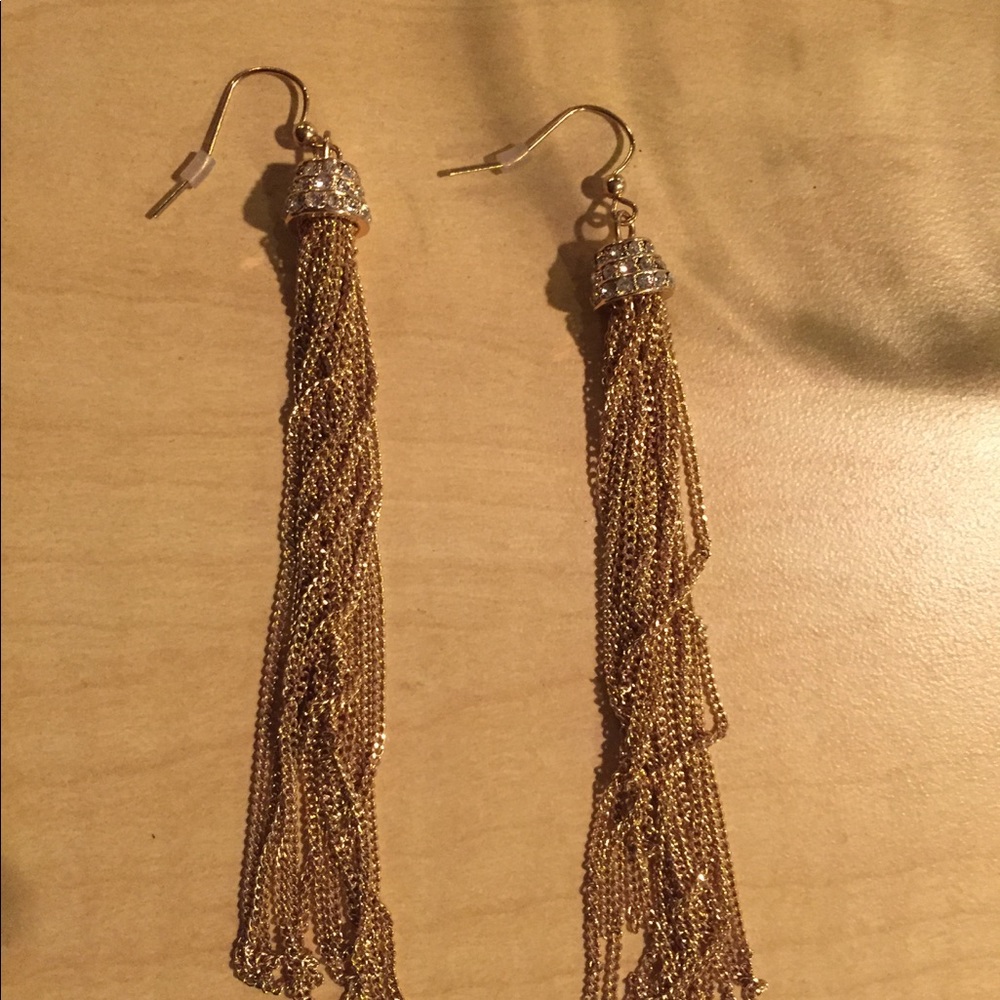 Gold long earrings
