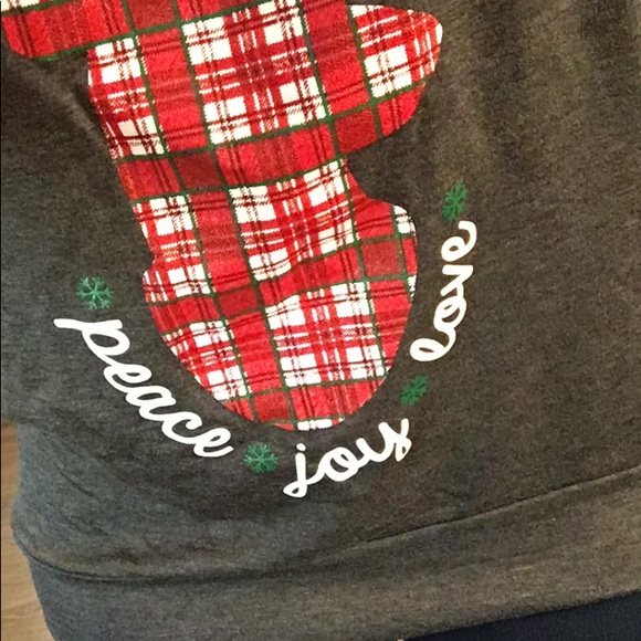 Reindeer Peace Joy Love Plaid Top 1 SMALL LEFT! - Picture 7 of 7