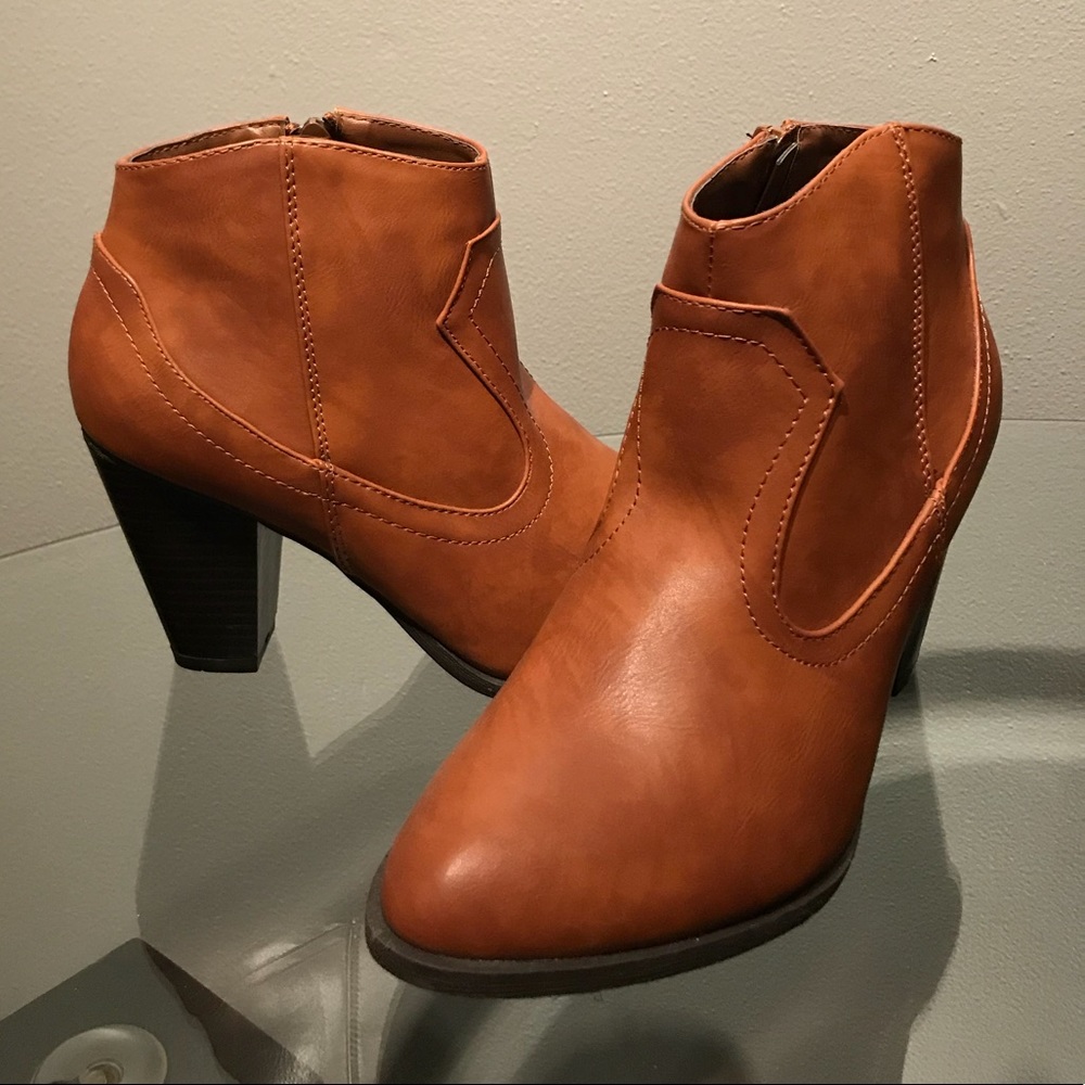 Brown bootie heels