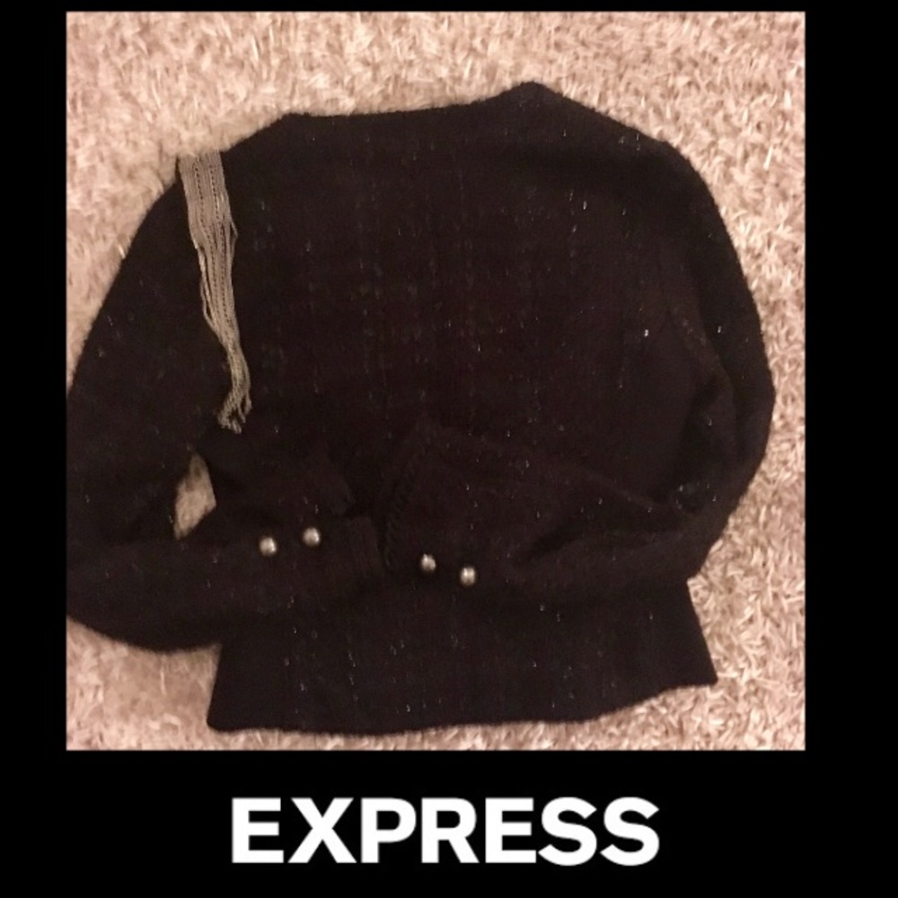 🦋Express•Embroidered Tweed Metallic Blazer - Picture 5 of 8