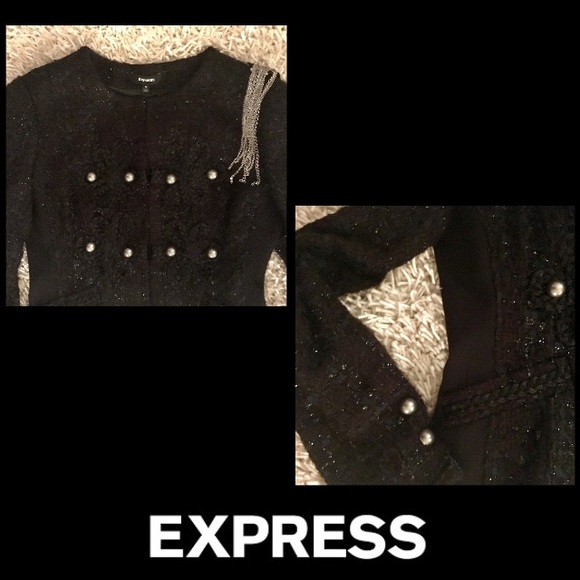 🦋Express•Embroidered Tweed Metallic Blazer - Picture 3 of 8