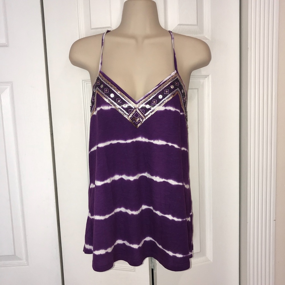 NWT Express Purple & White Tie Dye Tank Top | M