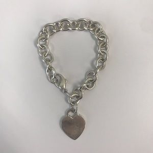 Tiffany & Co Sterling Silver Heart Charm Bracelet