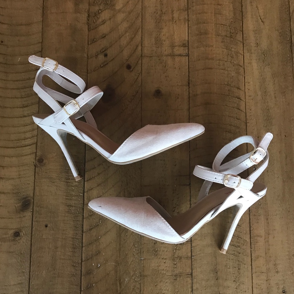 JustFab Beige Suede Heels