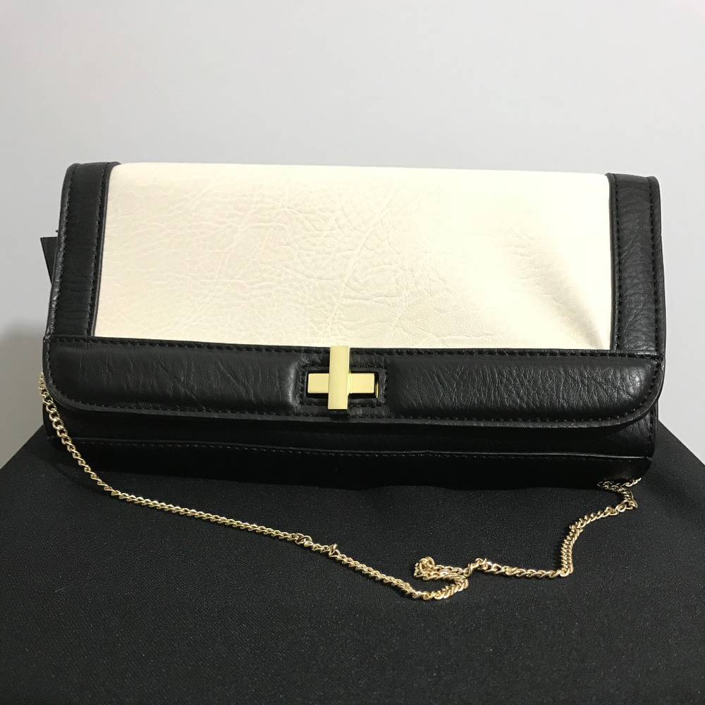 INC International Concepts Korra Clutch Black Whit