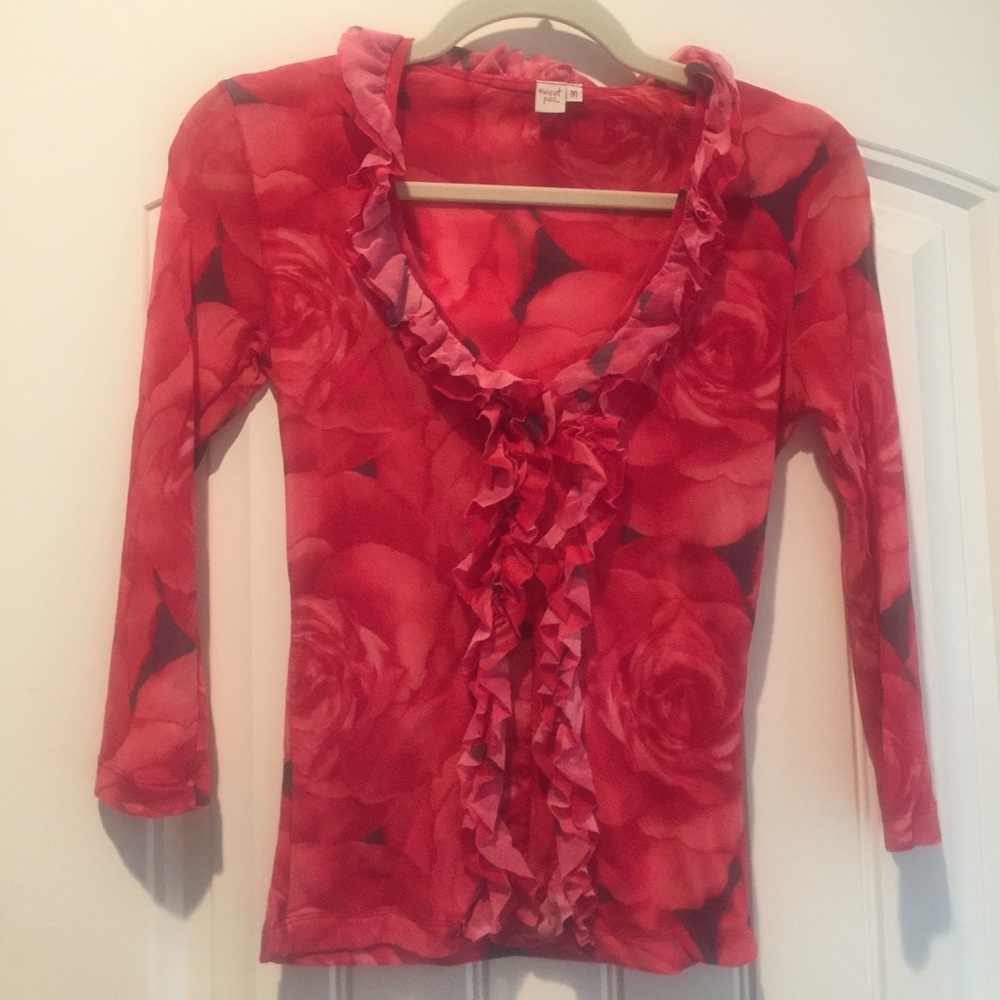 Sweet Pea red rose shirt