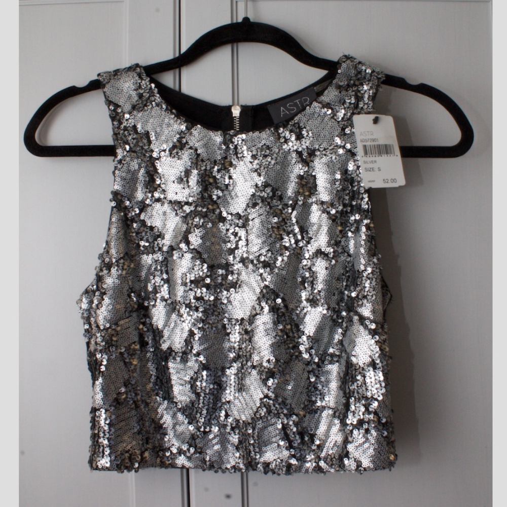Sequin metallic crop top
