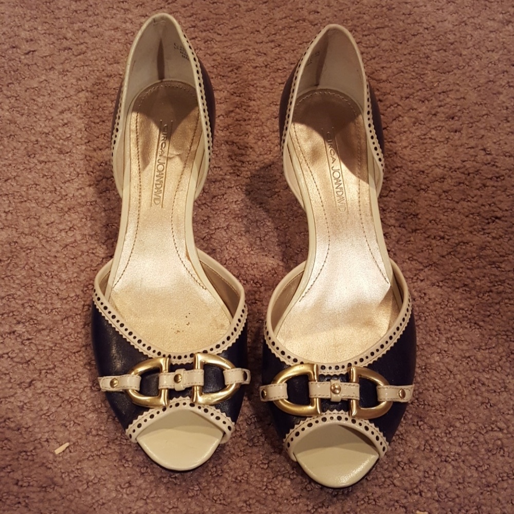circa Joan & David navy and  cream heel
