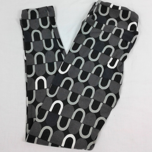 LuLaRoe Pants - LuLaRoe Black Gray White Geo Print Circle Leggings
