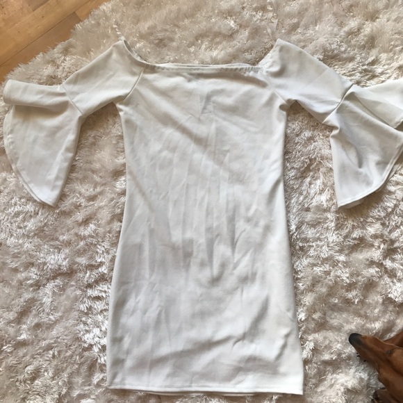 Off-White Bell Sleeve Mini Dress - Picture 1 of 4