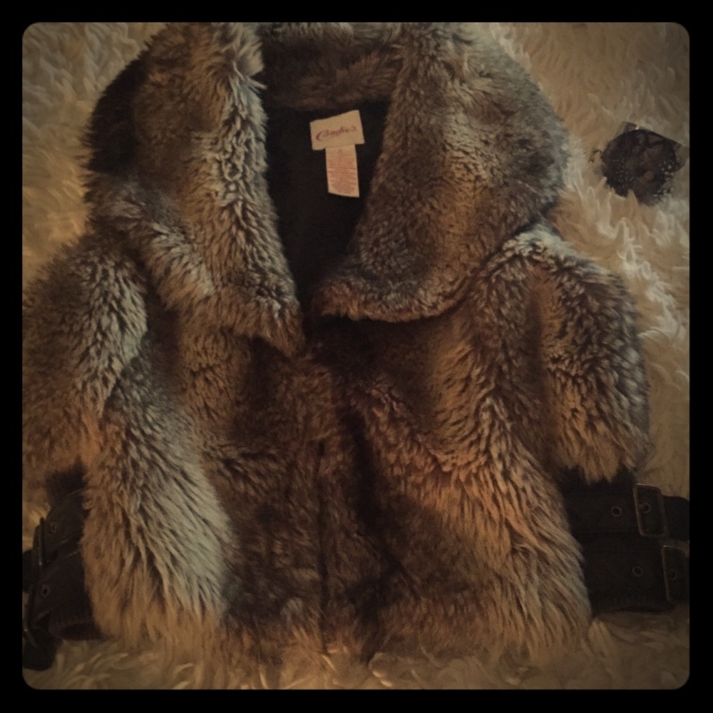 Brown & White Faux Fur Vest