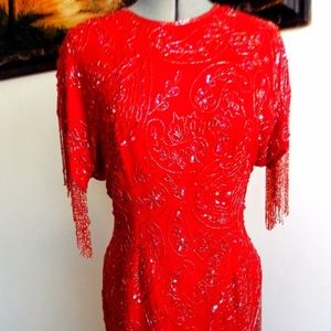 Vintage Laurence Kazar Beaded Cocktail Dress