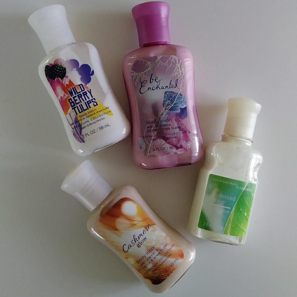Bundle of 4 pack travel B&BW assorted lotions