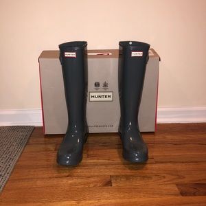 Hunter Original Tall Gloss Wellington Boot - Grey