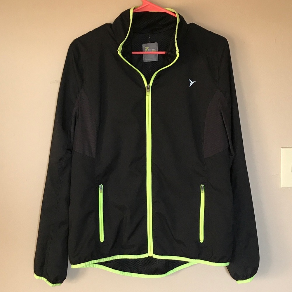 Old Navy Black and Green Light Activewear Jacket