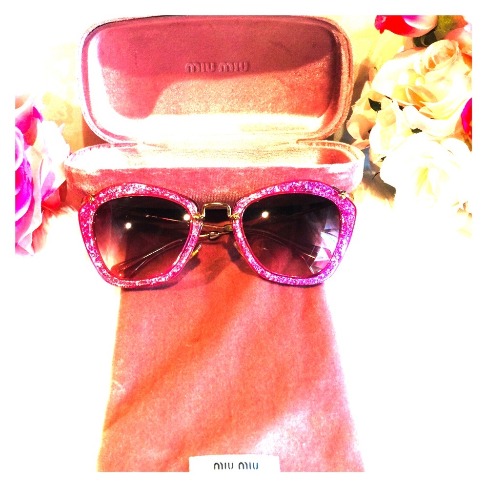 Miu miu pink glitter sunglasses